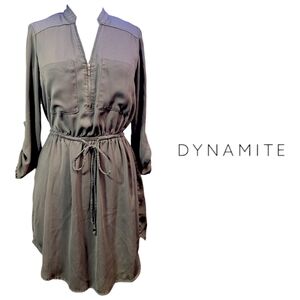 Dynamite - Chic Cargo Mini Shirt Dress w/drawstring waist - Small